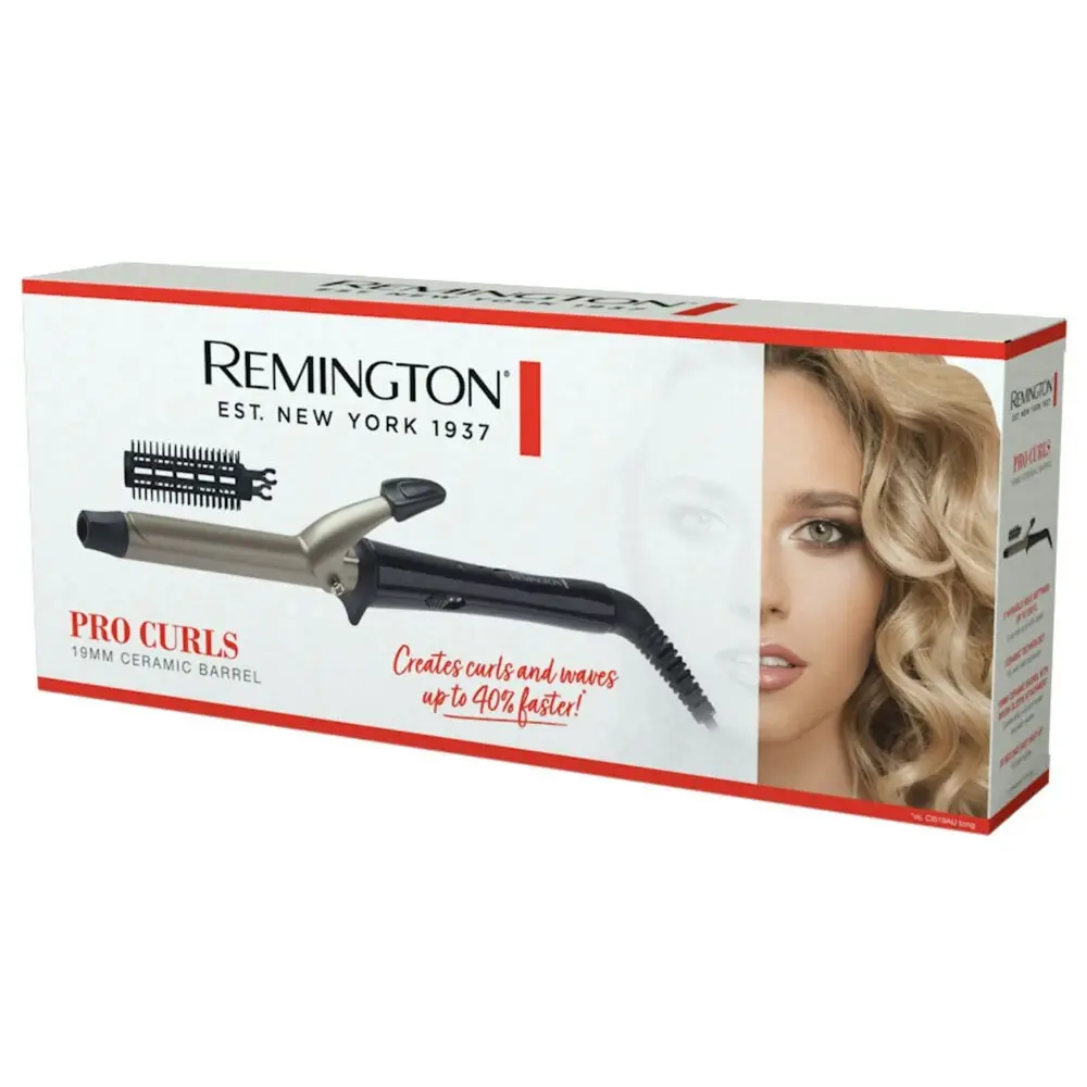 Remington 19mm Pro Curls Ceramic Hair Wand Styling Curler/Curling Iron Black