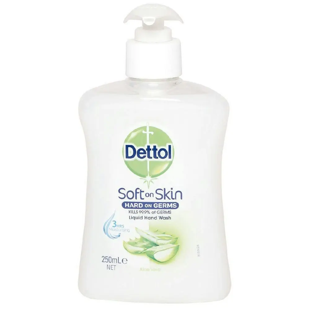 6pc Dettol 250ml Liquid Hand Wash Soap Antibacterial Aloe Vera/Vitamin E w/ Pump