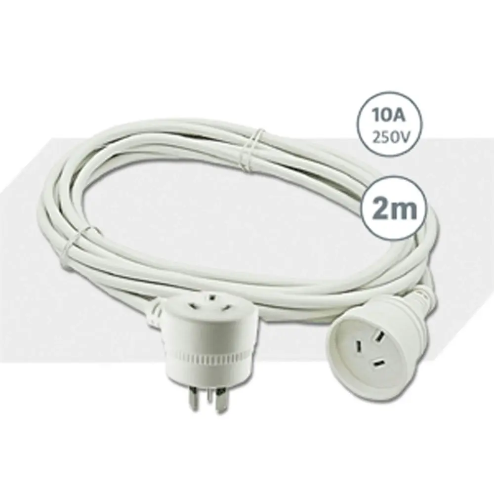 2PK Sansai 2m Piggyback Power Extension Cord Lead AU 3-Pin 10A/2400W Home Office