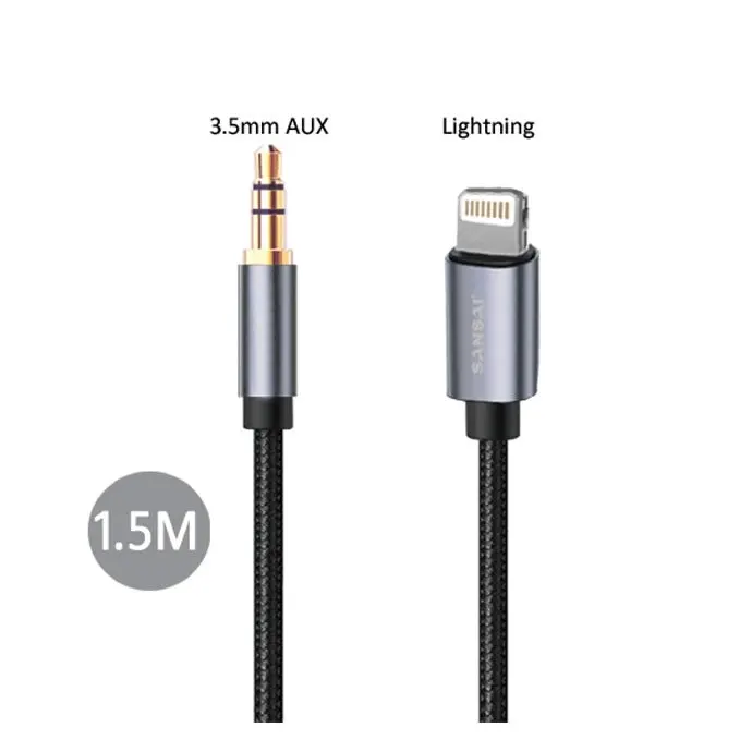 Sansai 1.5m 8 Pin to 3.5mm Audio Aux Cable Adapter for Apple iPhone/iPod/iPad