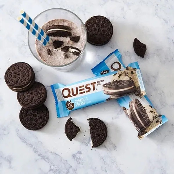 12pc Quest 60g High Protein Chewy Bar Healthy Snack Diet Treat Cookies & Cream