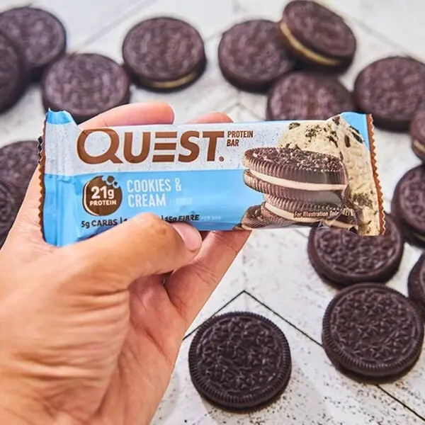 12pc Quest 60g High Protein Chewy Bar Healthy Snack Diet Treat Cookies & Cream