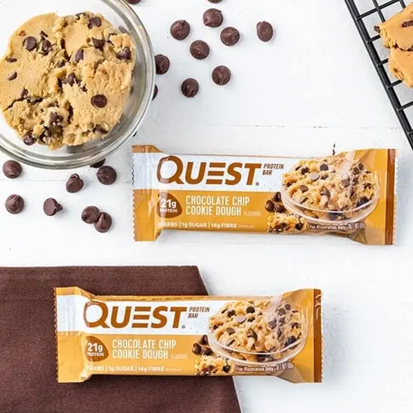 12x Quest 60g High Protein Bar Healthy Diet Treat Caramel Choc Chip Cookie Dough