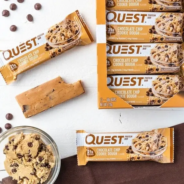 12x Quest 60g High Protein Bar Healthy Diet Treat Caramel Choc Chip Cookie Dough