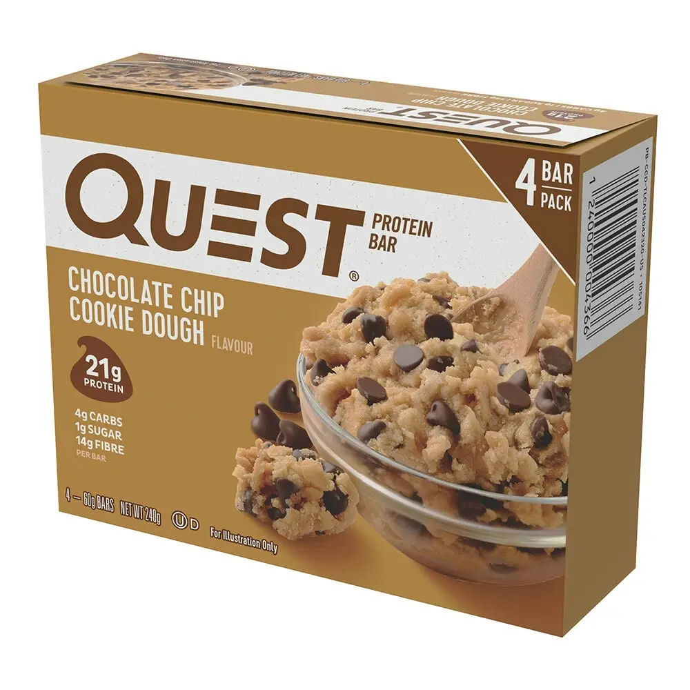 20x Quest Choc Chip Cookie Dough 60g Protein Bars Gym/Training Health/Fitness