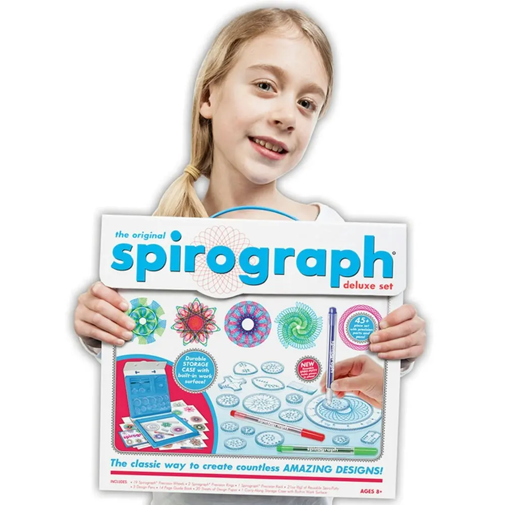 Original Spirograph 48 Piece Deluxe Set Tin Draw Drawing Kids Art Design Craft