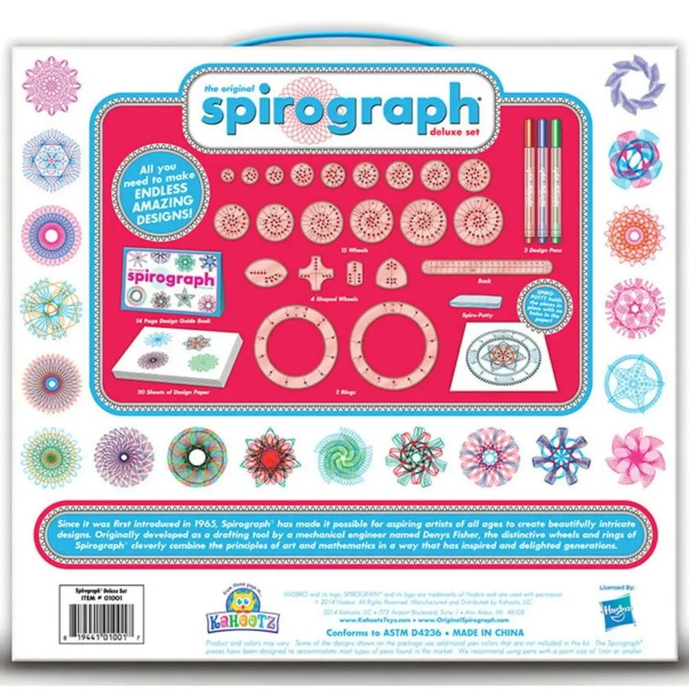 Original Spirograph 48 Piece Deluxe Set Tin Draw Drawing Kids Art Design Craft