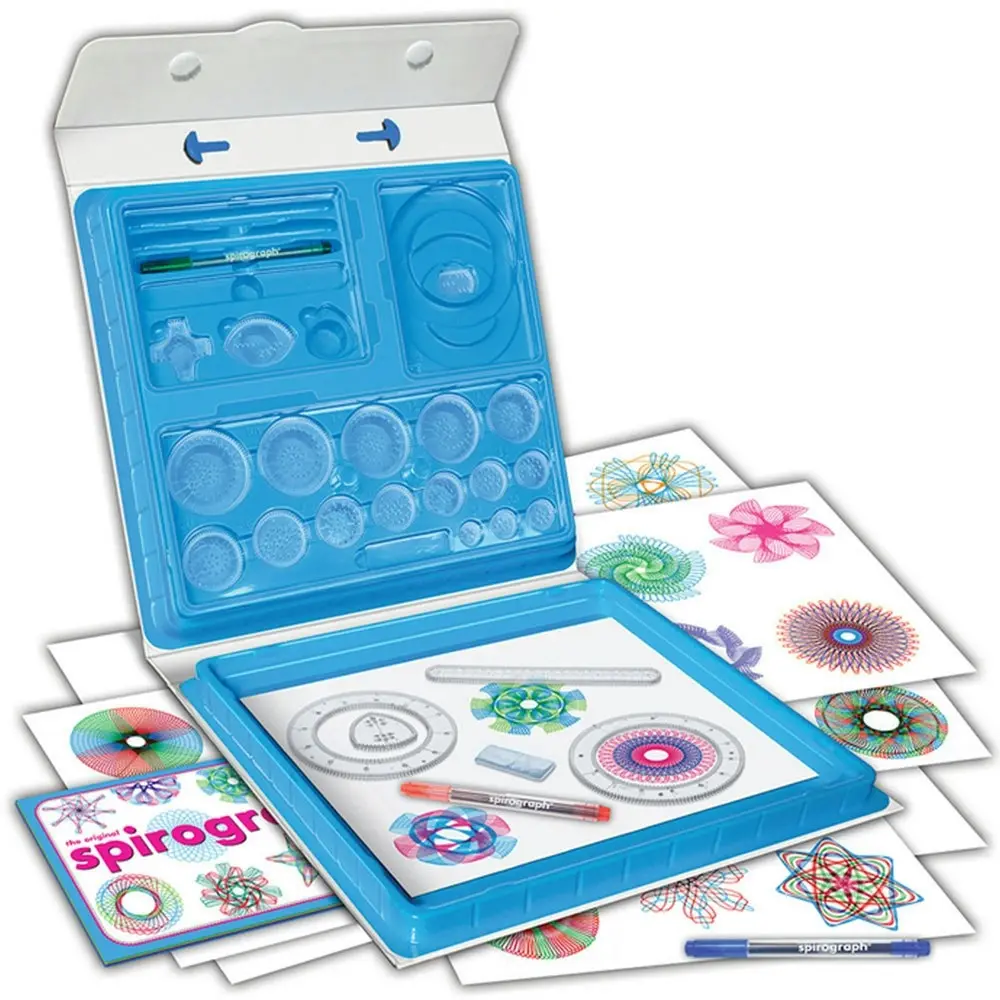 Original Spirograph 48 Piece Deluxe Set Tin Draw Drawing Kids Art Design Craft