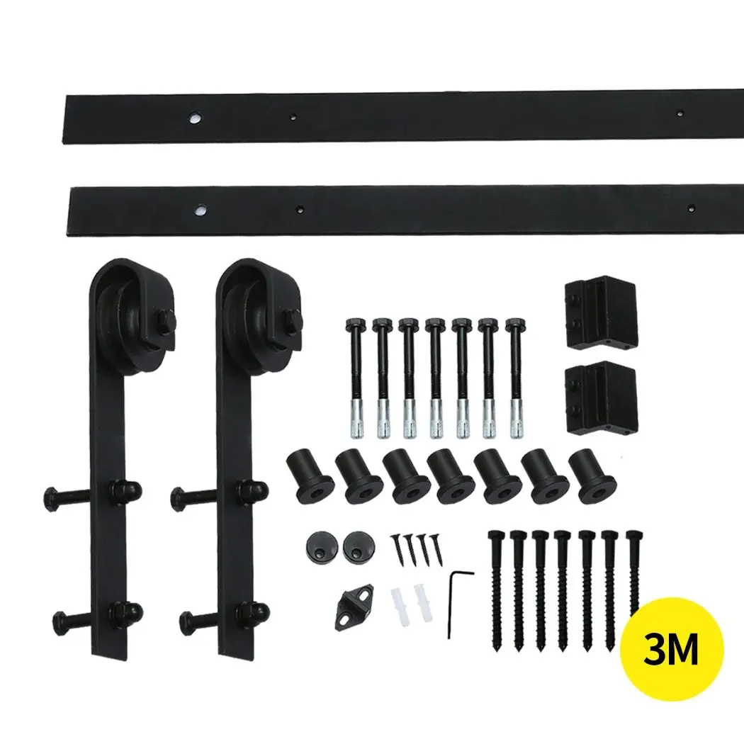 3M Antique Classic Style Double Sliding Barn Door Hardware Track Roller Kit