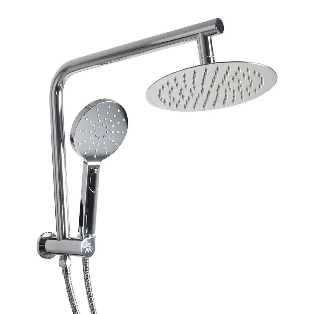 Traderight Group  High Pressure Shower Head Set Rain Round Brass Taps Mixer Handheld WELS Silver