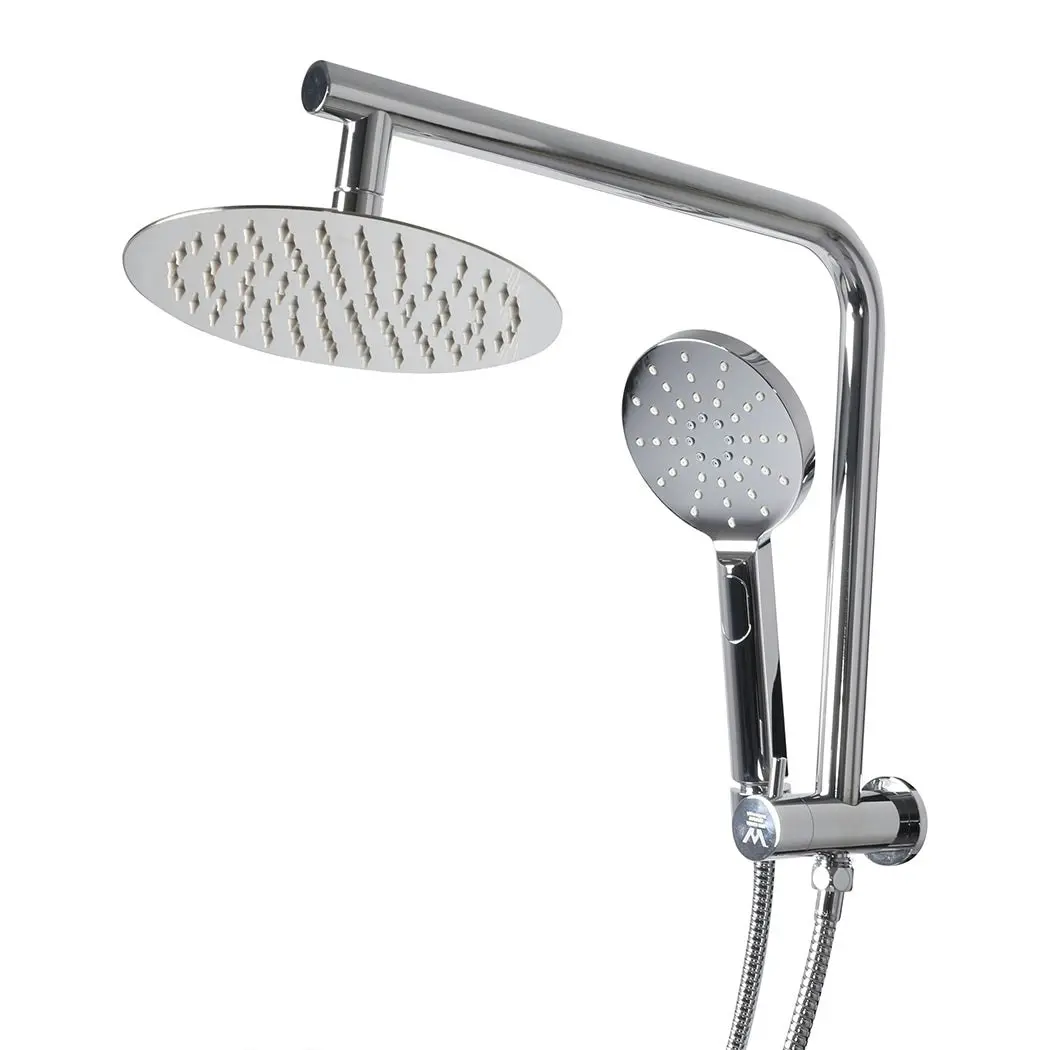 Traderight Group  High Pressure Shower Head Set Rain Round Brass Taps Mixer Handheld WELS Silver