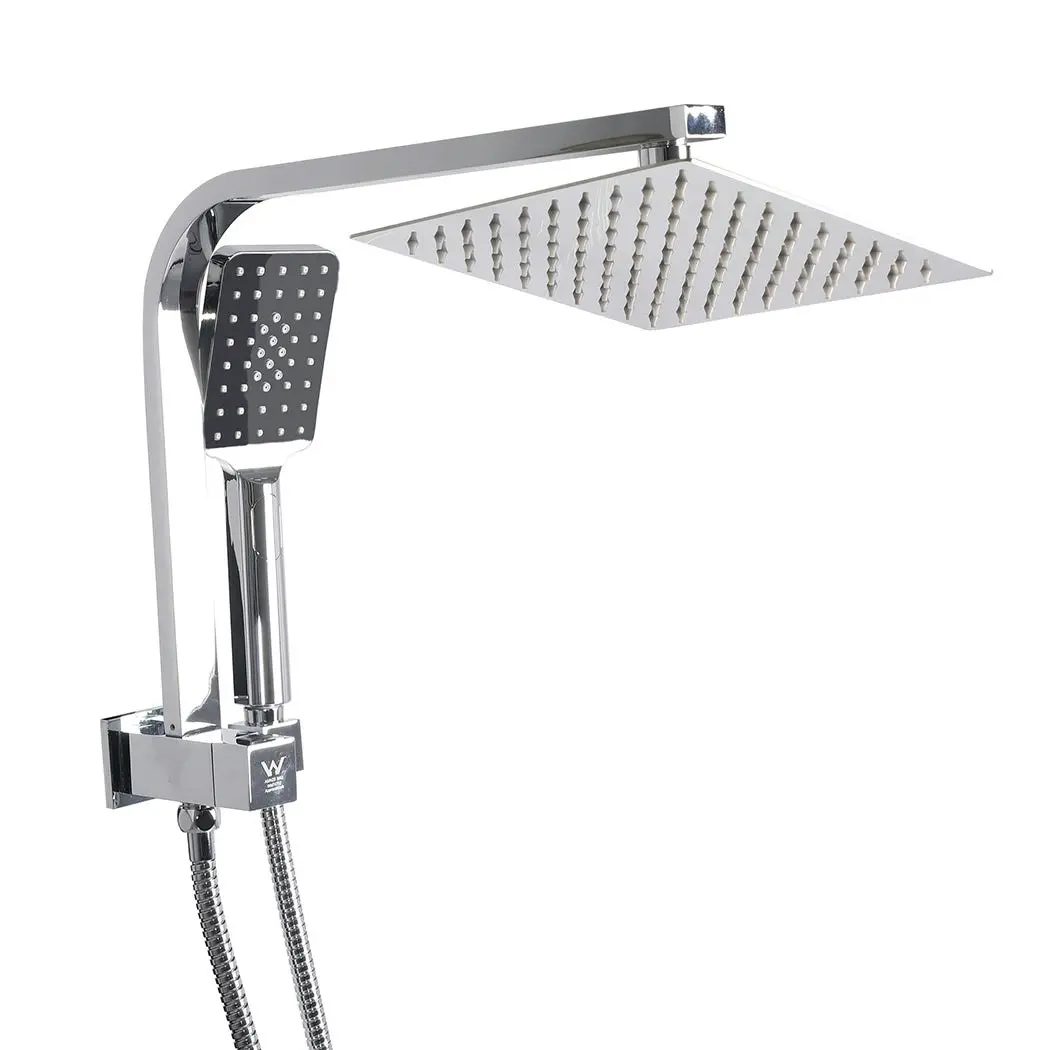 Traderight Group  High Pressure Shower Head Set Rain Square Brass Taps Mixer Handheld WELS Silver