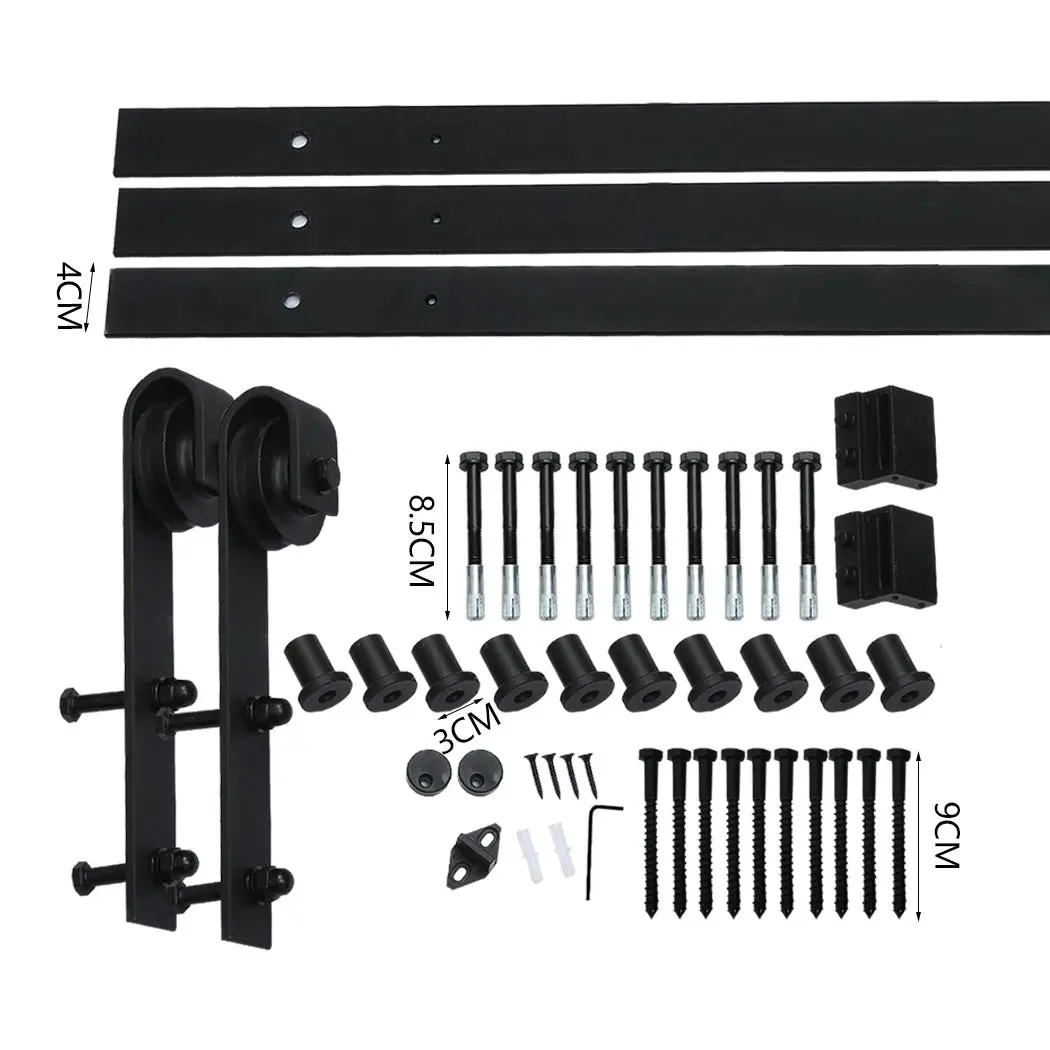 3.66M Antique Classic Style Double Sliding Barn Door Hardware Track Roller Kit