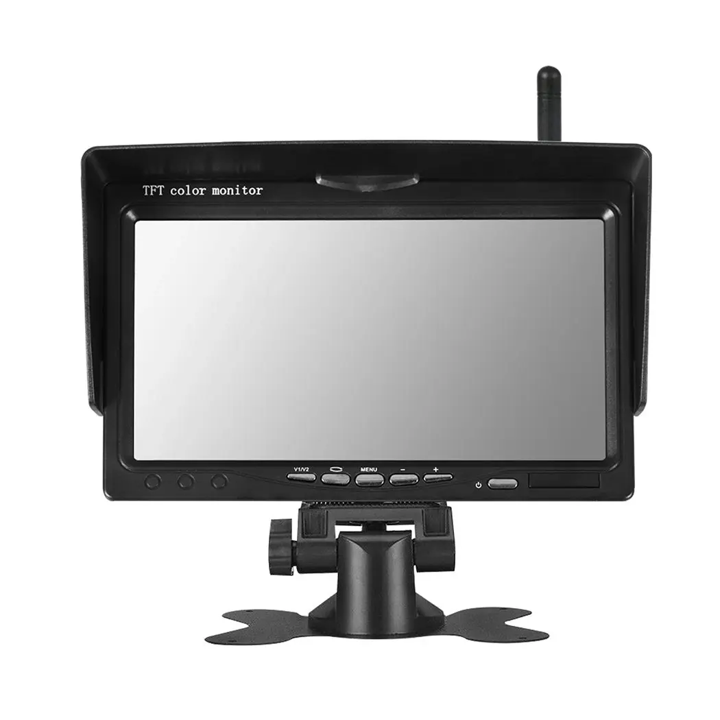 7" Wireless Rear View Monitor +2 WIFI Reverse Camera Caravan Bus Truck 12V 24V