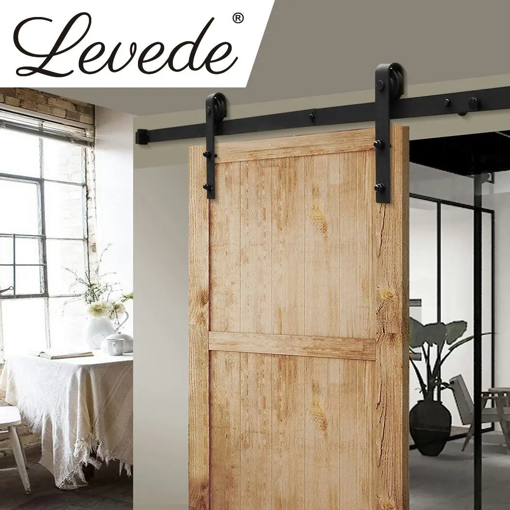 1.83M Antique Classic Style Single Sliding Barn Door Hardware Track Roller Kit