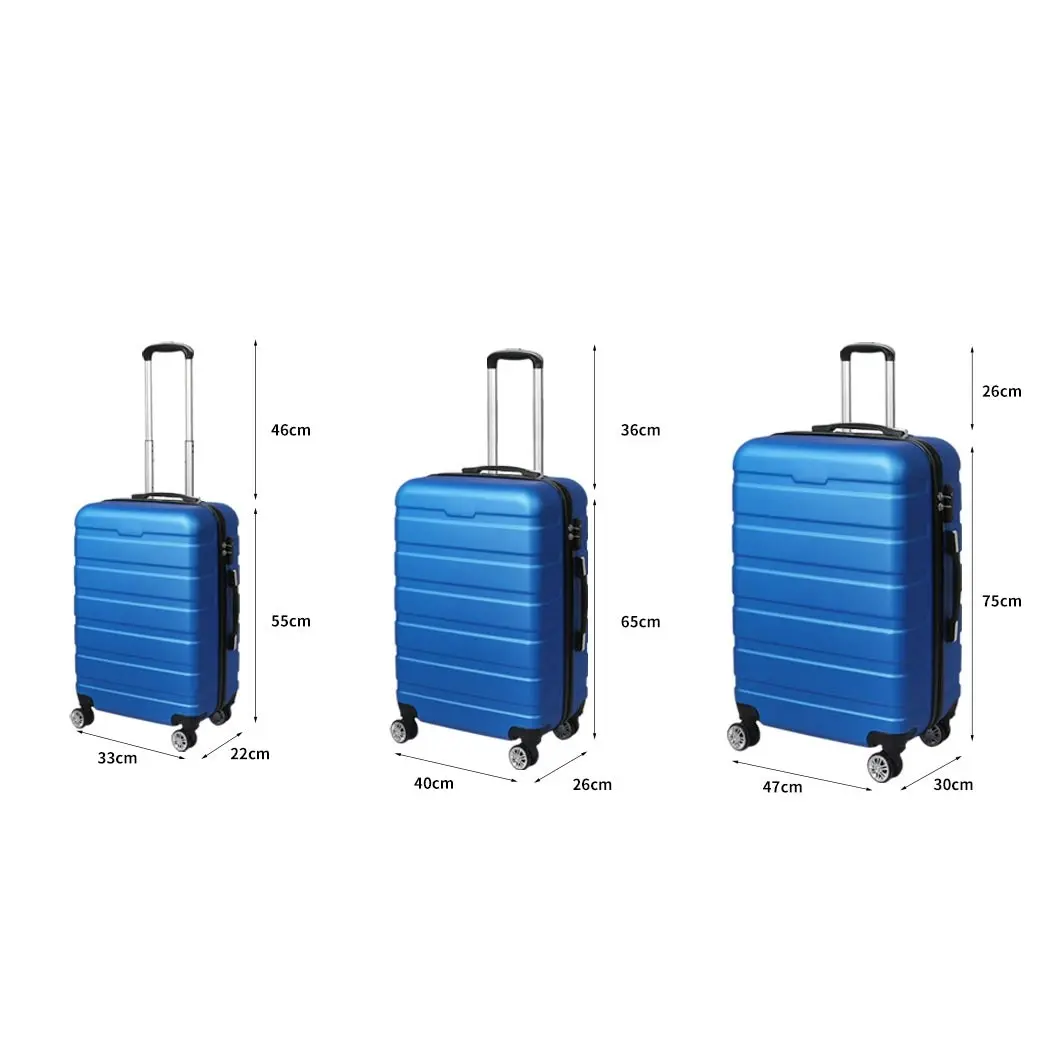 Slimbridge 3PC Luggage sets Suitcase 20" 24" 28" Set Travel TSA Hard Case Blue