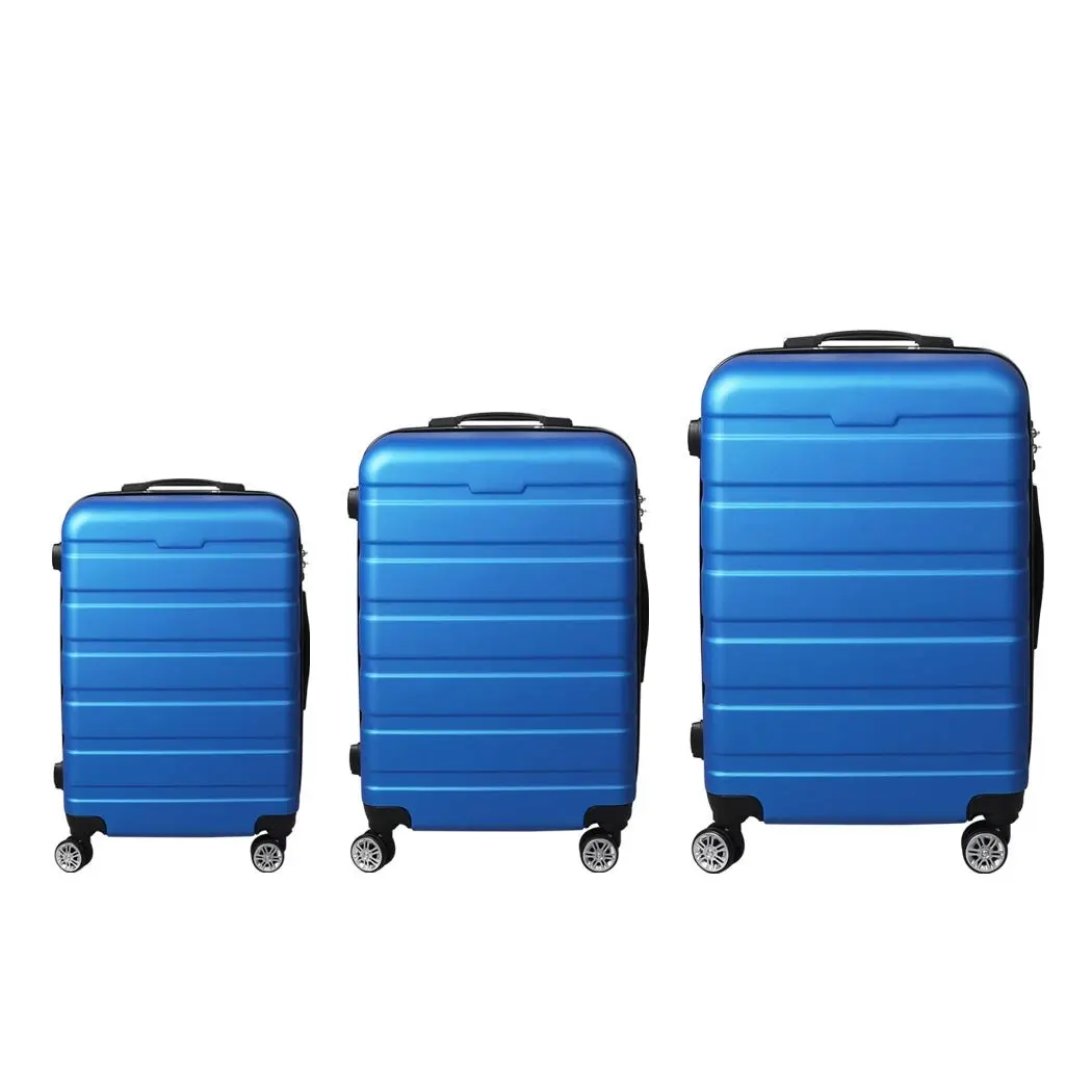 Slimbridge 3PC Luggage sets Suitcase 20" 24" 28" Set Travel TSA Hard Case Blue