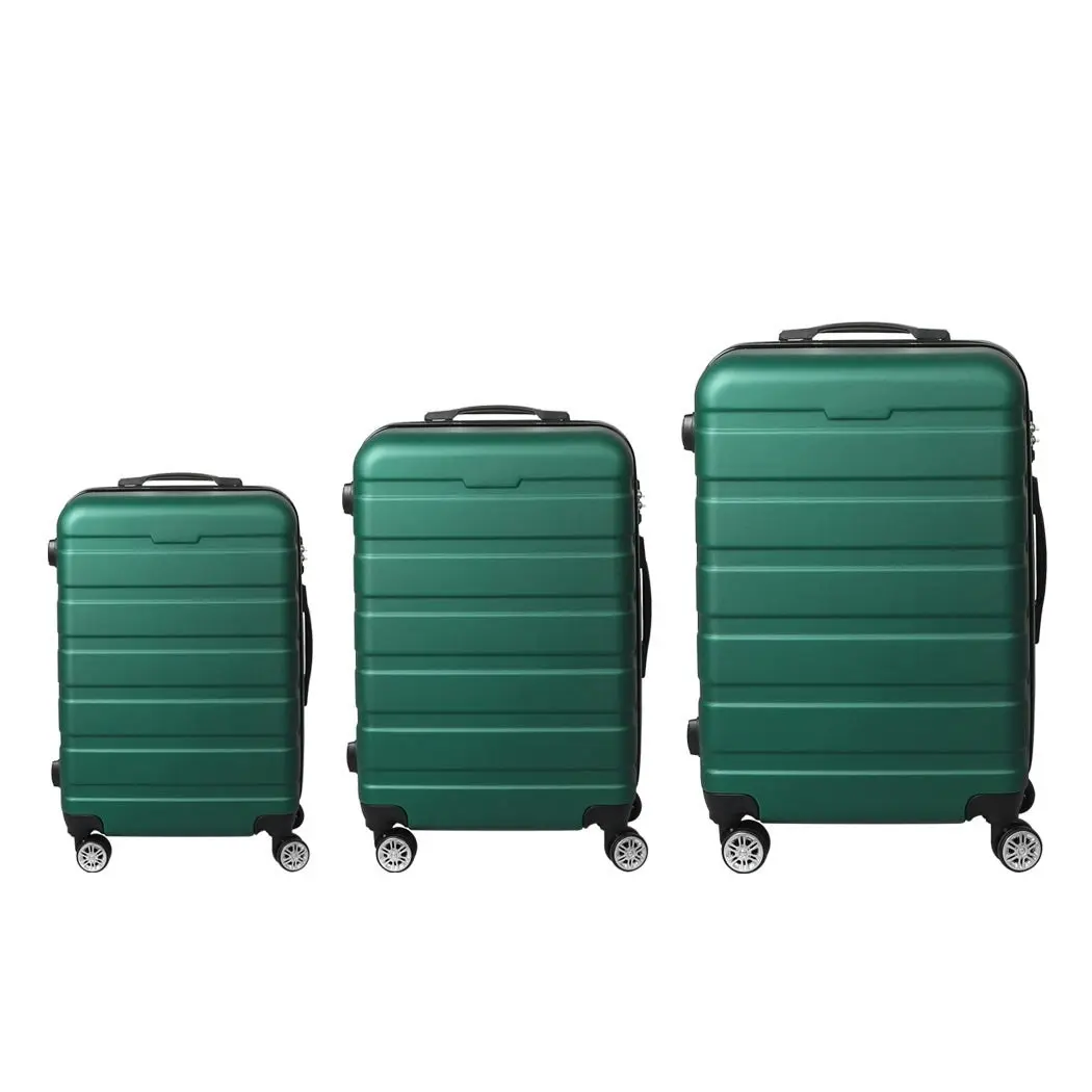 Slimbridge 3PC Luggage sets Suitcase 20" 24" 28" Set Travel TSA Hard Case Green