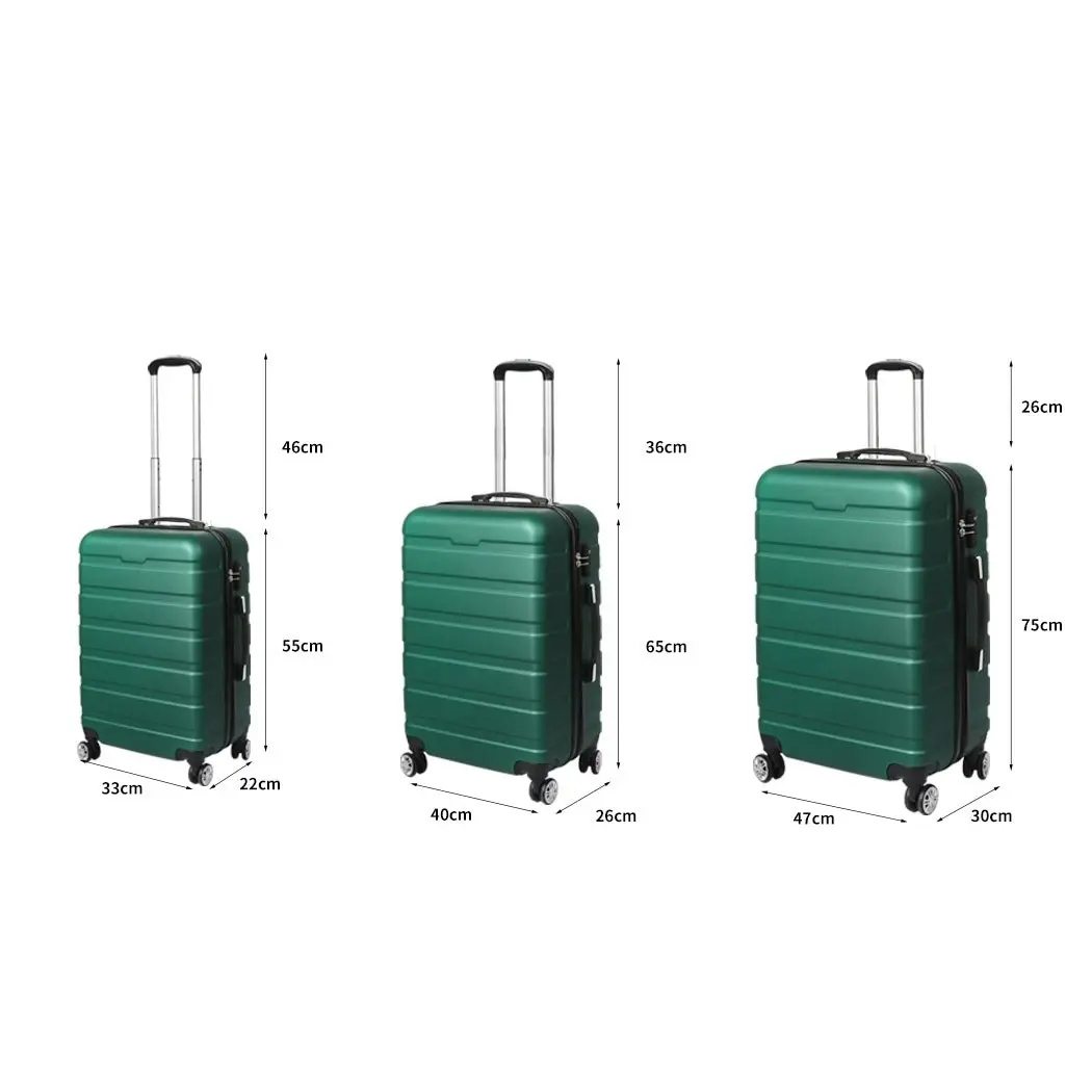 Slimbridge 3PC Luggage sets Suitcase 20" 24" 28" Set Travel TSA Hard Case Green