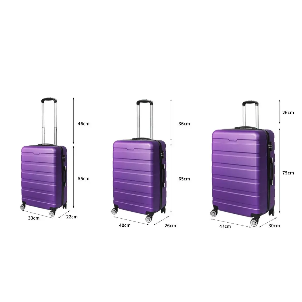 Slimbridge 3PC Luggage sets Suitcase 20" 24" 28" Set Travel TSA Hard Case Purple