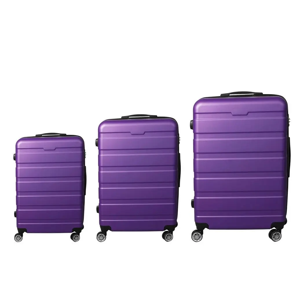 Slimbridge 3PC Luggage sets Suitcase 20" 24" 28" Set Travel TSA Hard Case Purple