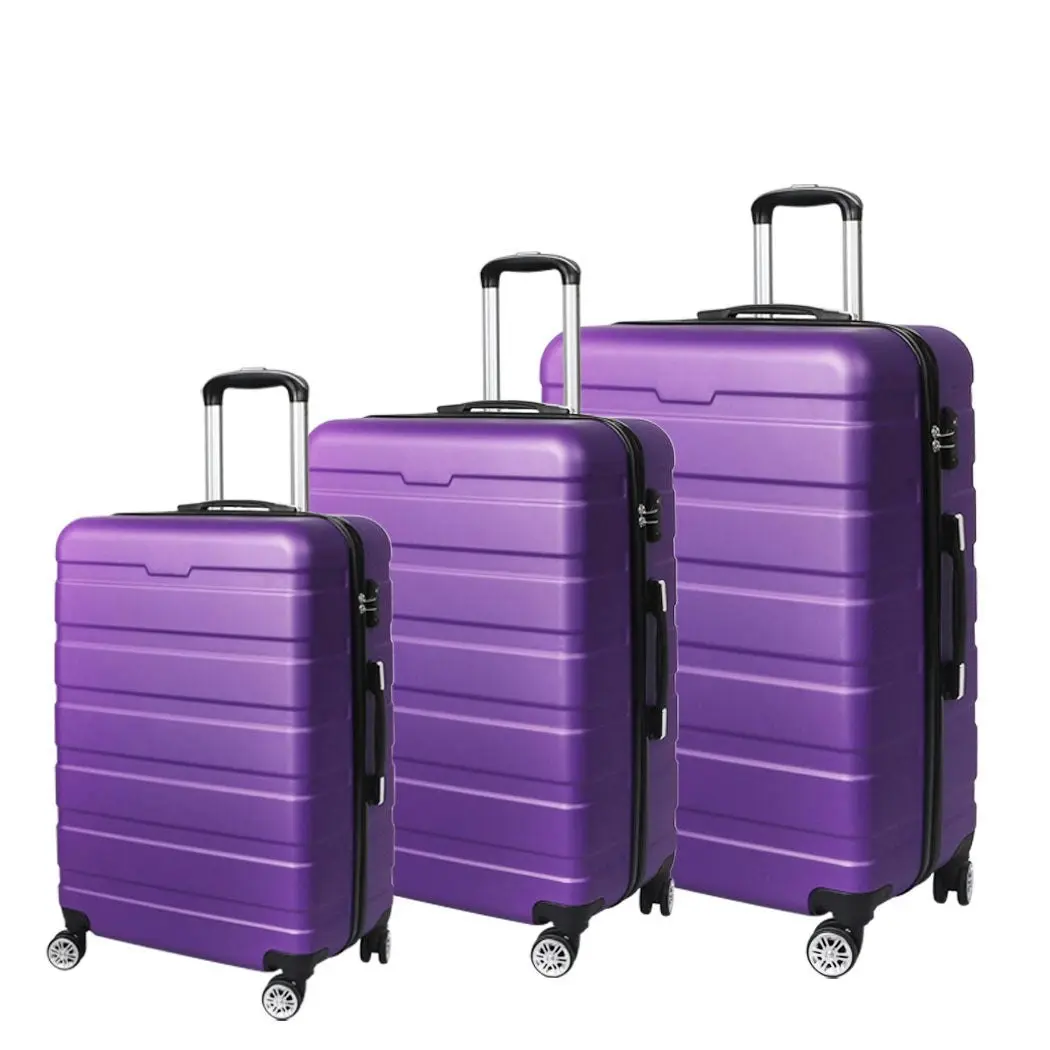 Slimbridge 3PC Luggage sets Suitcase 20" 24" 28" Set Travel TSA Hard Case Purple