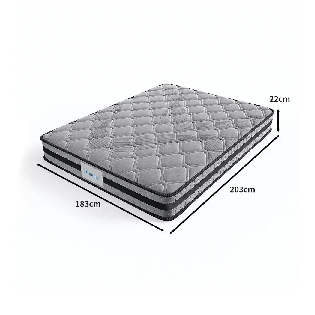 Dreamz Spring Mattress Bed Pocket Egg Crate Foam Medium Firm King Size 22CM