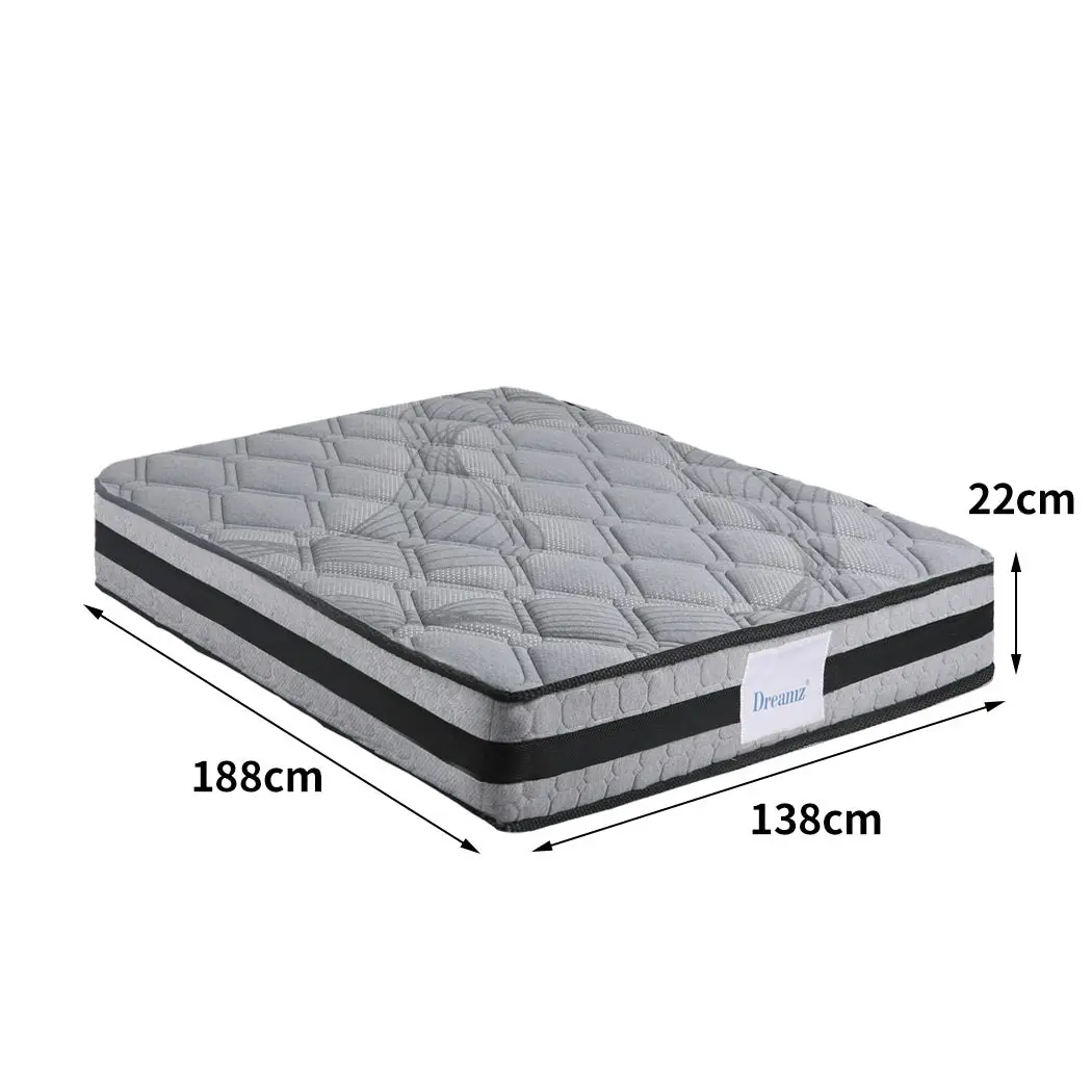 Dreamz Spring Mattress Bed Pocket Egg Crate Foam Medium Firm Double Size 22CM