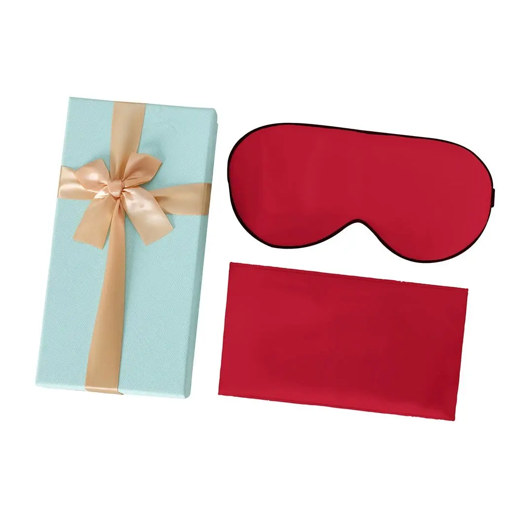 Dreamz 100% Mulberry Silk Pillow Case Eye Mask Set Burgundy Both Sided 25 Momme