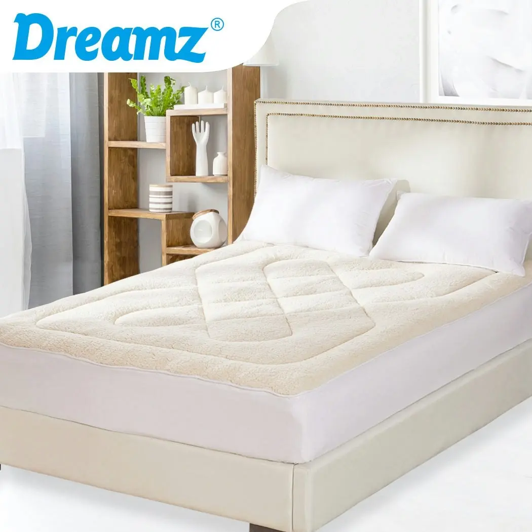 Dreamz Mattress Topper 100% Wool Underlay Reversible Mat Pad Protector Queen