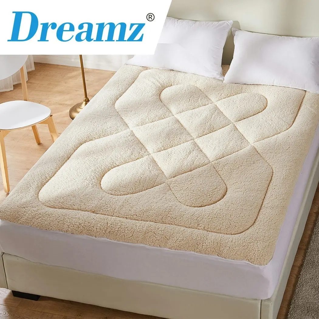 Dreamz Mattress Topper 100% Wool Underlay Reversible Mat Pad Protector Queen