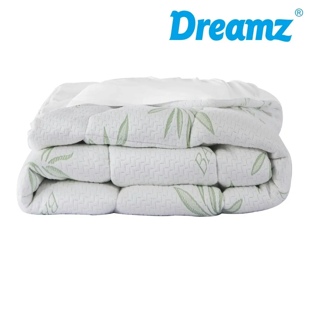 Dreamz Bamboo Pillowtop Mattress Topper Protector Soft Cover Underlay Queen