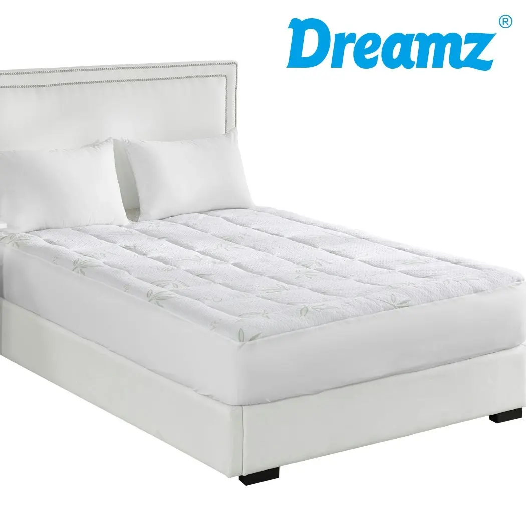 Dreamz Bamboo Pillowtop Mattress Topper Protector Soft Cover Underlay Queen