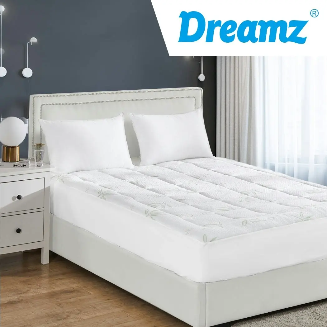 Dreamz Bamboo Pillowtop Mattress Topper Protector Soft Cover Underlay Queen