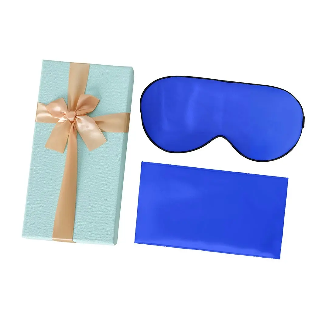 Dreamz 100% Mulberry Silk Pillow Case Eye Mask Set Royalblue Both Sided 25 Momme