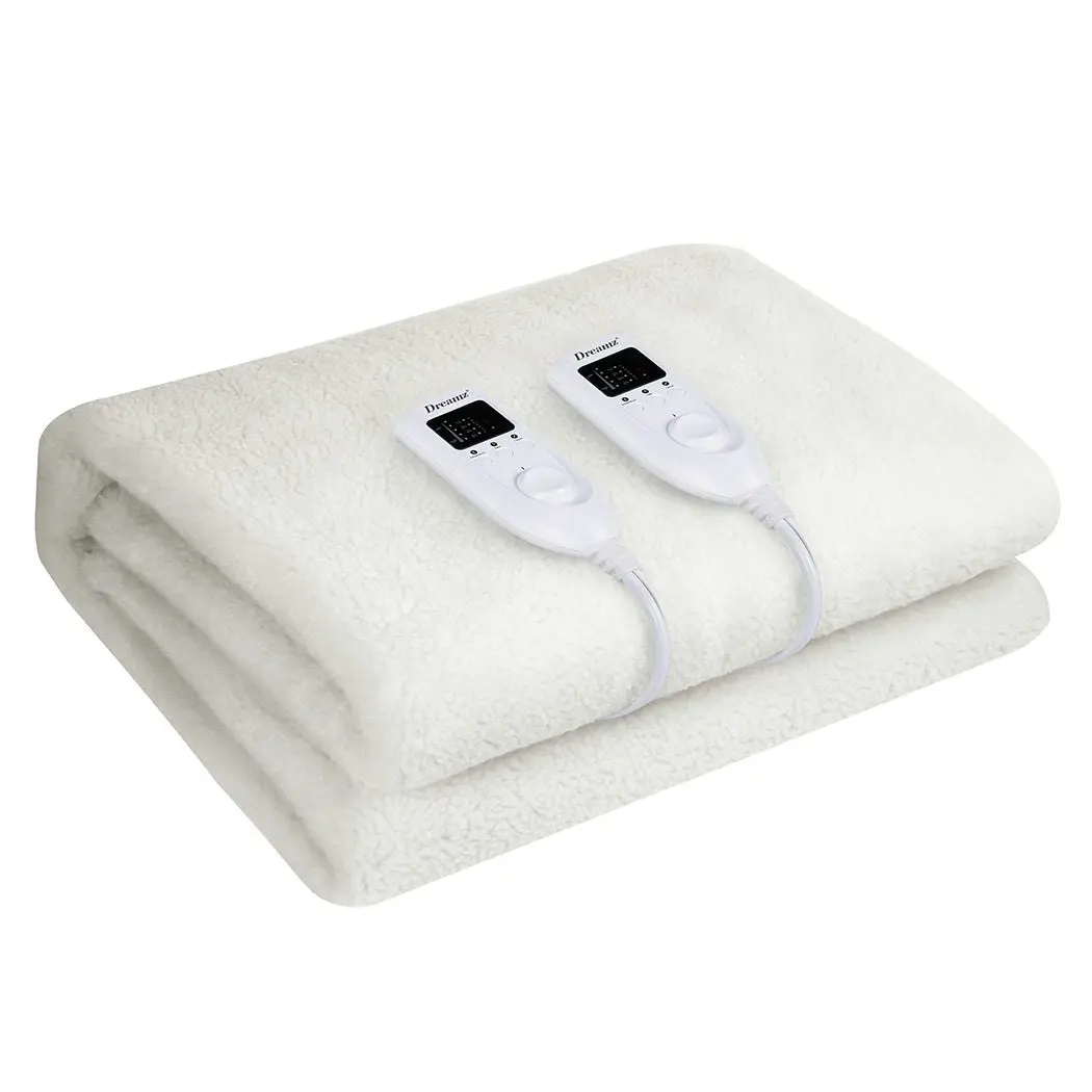 Dreamz 350GSM Electric Blanket Heated Fully Fitted Fleece Pad Washable Double