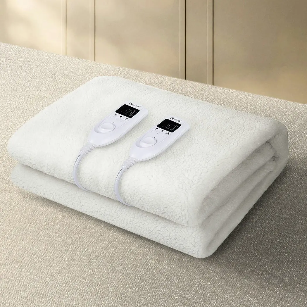 Dreamz 350GSM Electric Blanket Heated Fully Fitted Fleece Pad Washable Double