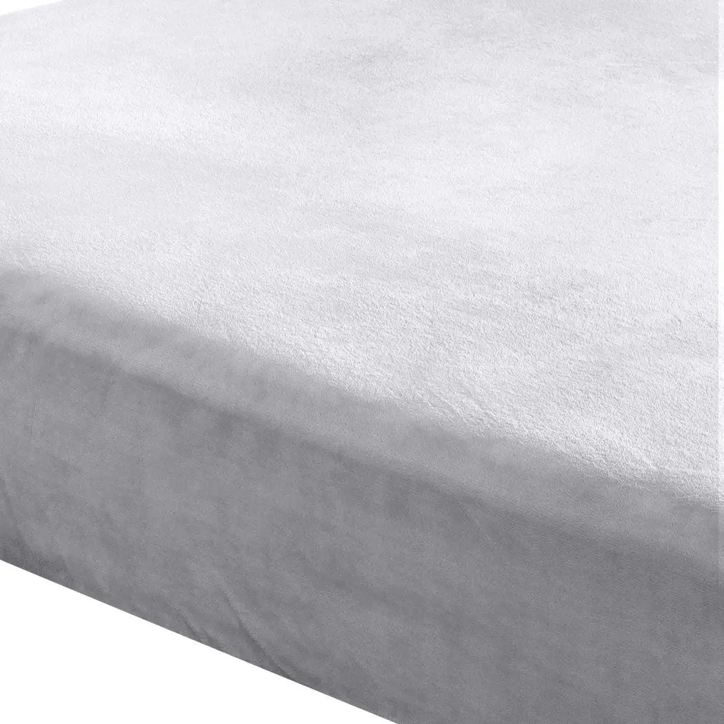 Dreamz Fitted Bed Sheet Set Pillowcase Flannel Single Size Winter Warm Silver