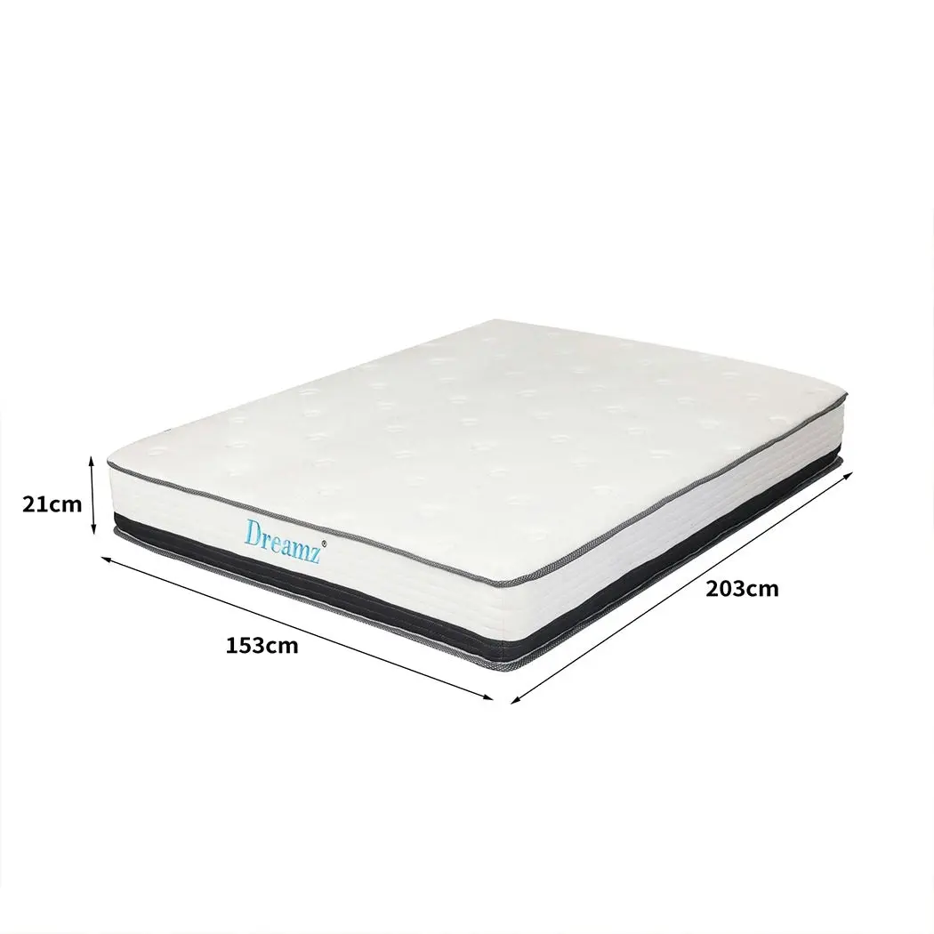 Dreamz Pocket Spring Mattress HD Foam Medium Firm Bedding Bed Top Queen 21CM