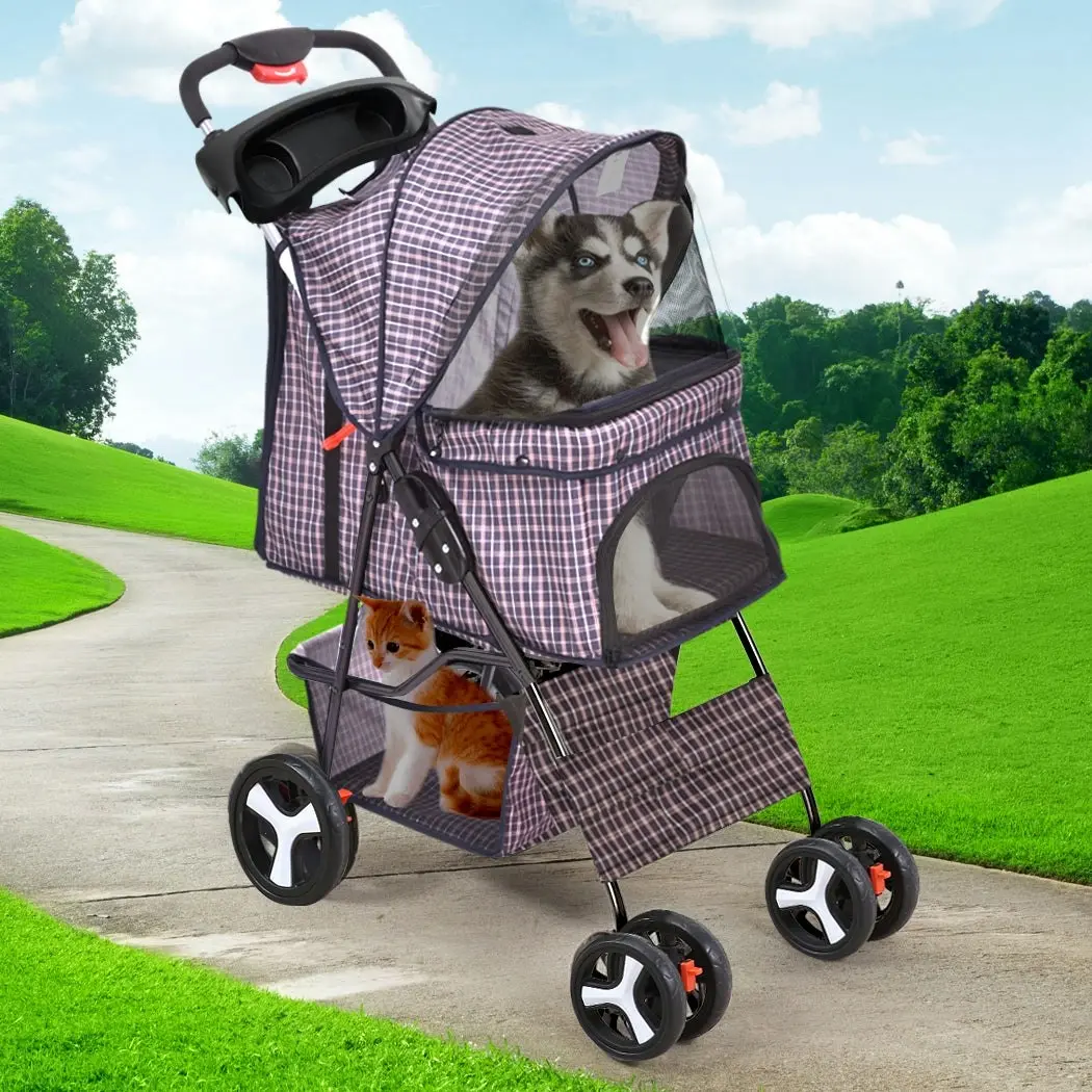 Pawz Large Pet Stroller Dog Cat Carrier Travel Pushchair Foldable Pram 4 Wheels