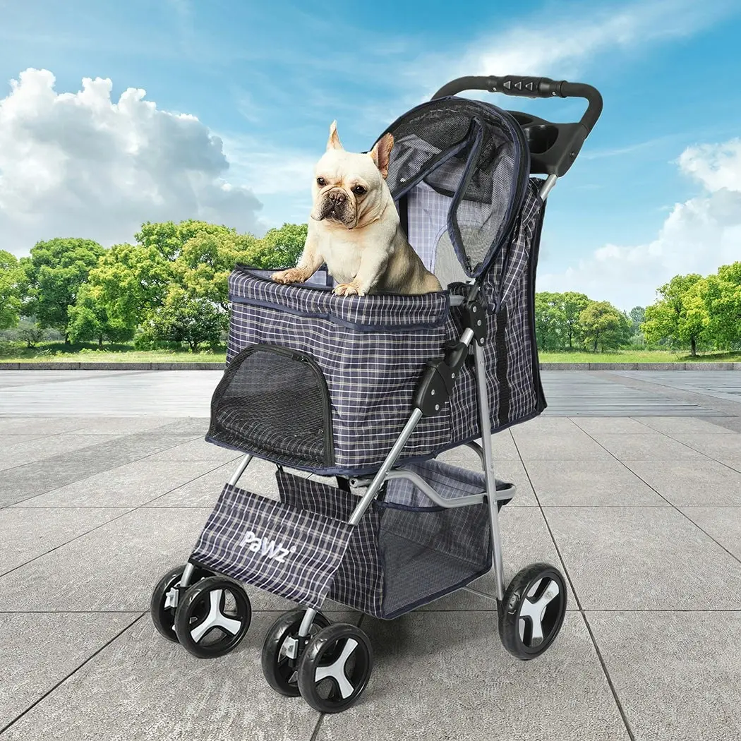 Pawz Large Pet Stroller Dog Cat Carrier Travel Pushchair Foldable Pram 4 Wheels