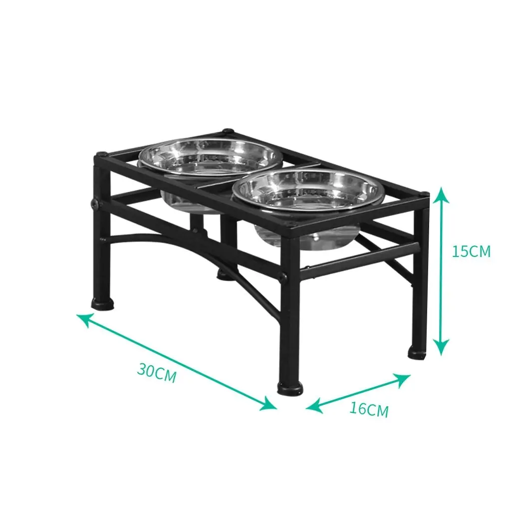 Pawz Dual Elevated Raised Pet Dog Feeder Bowl Stainless Steel Food Water Stand