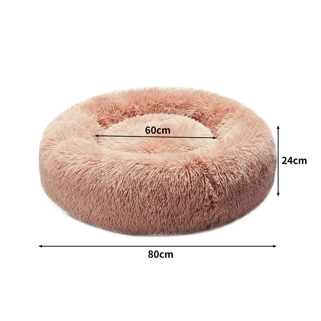 Pawz Pet Bed Cat Dog Donut Nest Calming Kennel Cave Deep Sleeping Pink XL