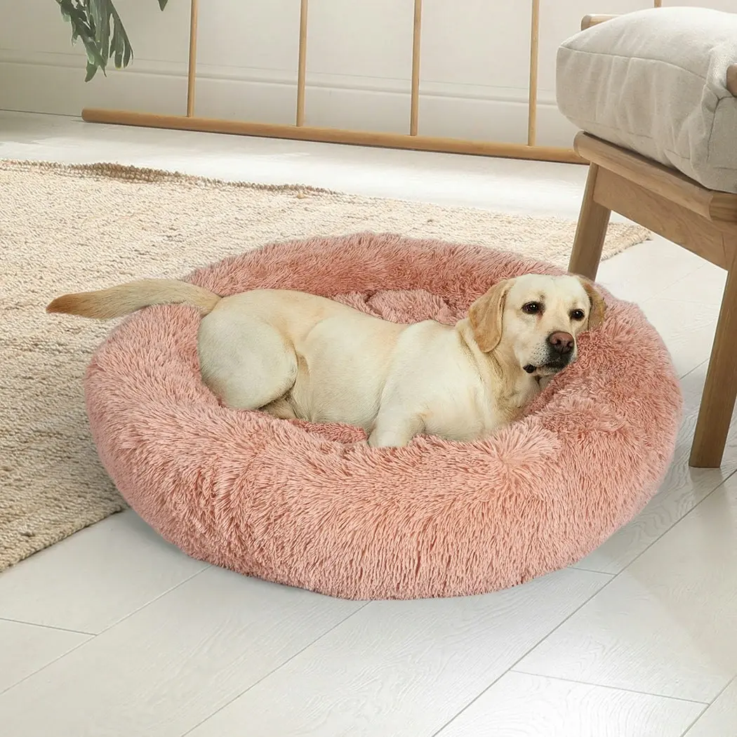 Pawz Pet Bed Cat Dog Donut Nest Calming Kennel Cave Deep Sleeping Pink XL