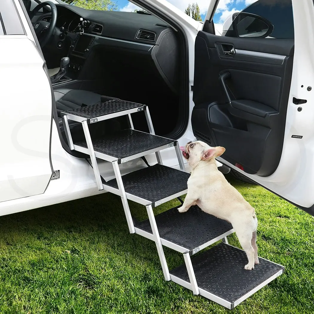 Pawz 5 Steps Dog Ramp Adjustable Height Stair Car Dog Folding Portable Aluminium