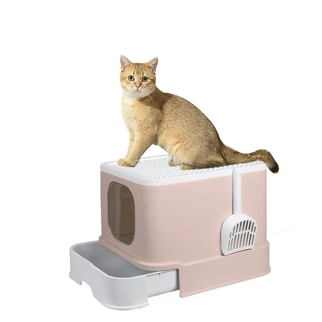 Pawz Cat Litter Box Fully Enclosed Kitty Toilet Trapping Odor Control Basin Coffee