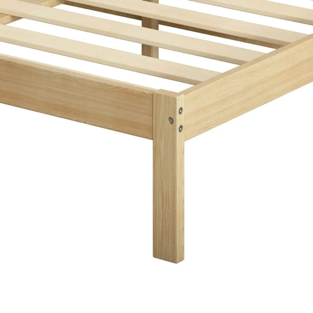 Levede Wooden Bed Frame Single Full Size Mattress Base Timber Natural