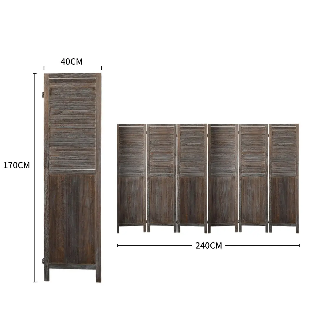 Levede 6 Panel Partition Room Divider Folding Screen Privacy Stand Wood 170X240