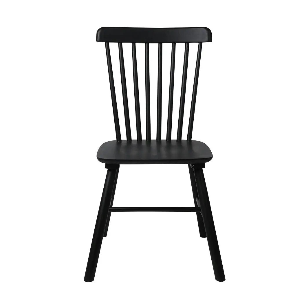 Levede 2x Dining Chairs Kitchen Winsor Chair Natural Wood Cafe Lounge Seat Black