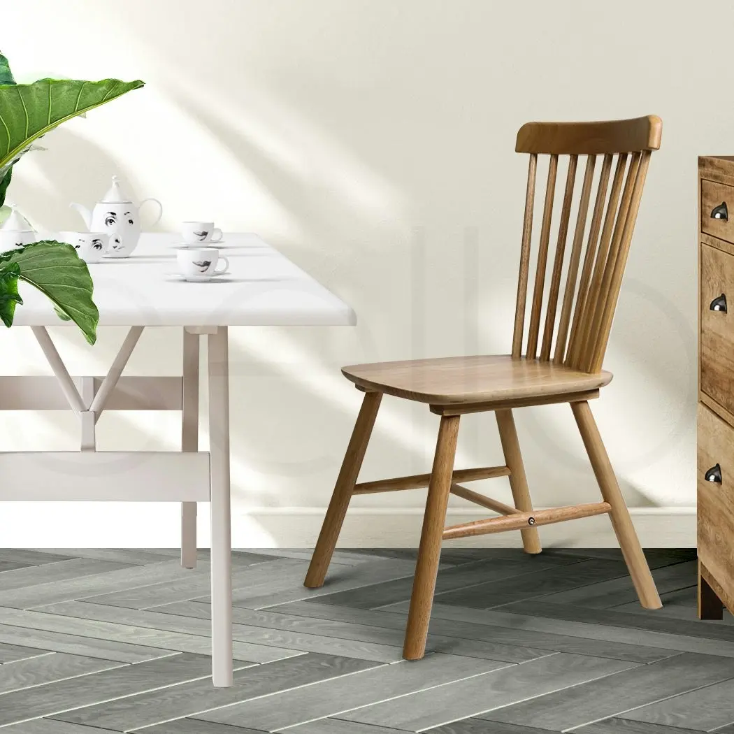 Levede 2x Dining Chairs Kitchen Windor Chair Natural Wood Cafe Lounge Seat Oak